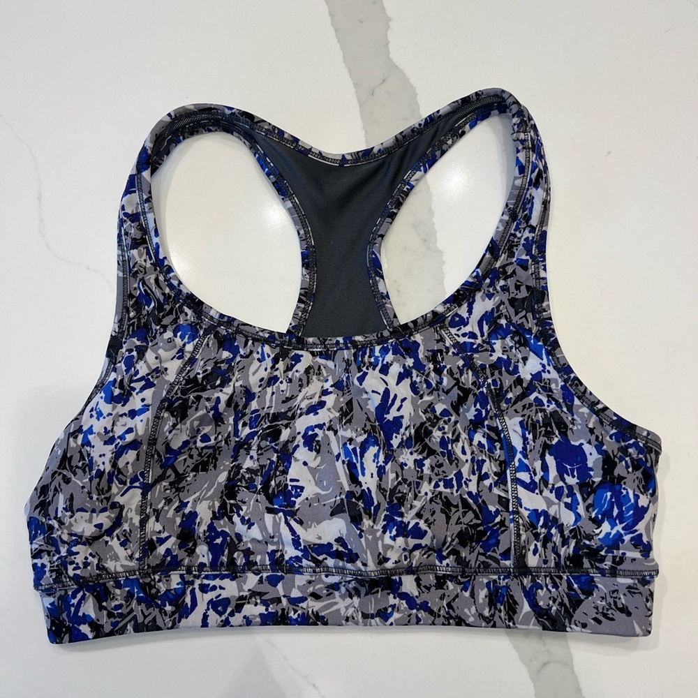 Calvin Klein Abstract Blue and Gray Sports Bra